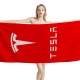 Tesla Logo Red Beach Towel - Image 1