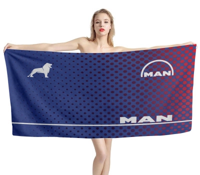 MAN Truck Blue Red Points Beach Towel