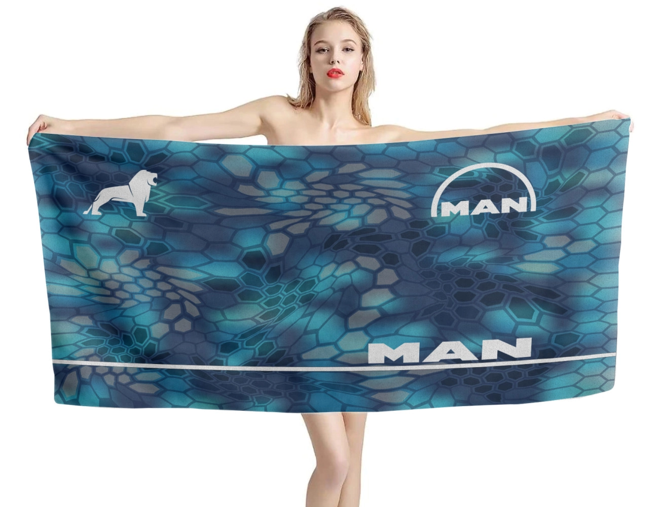 MAN Hex Blue Logo Beach Towel