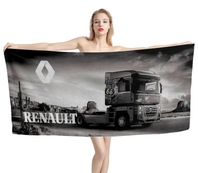 Renault Truck Black Beach Towel