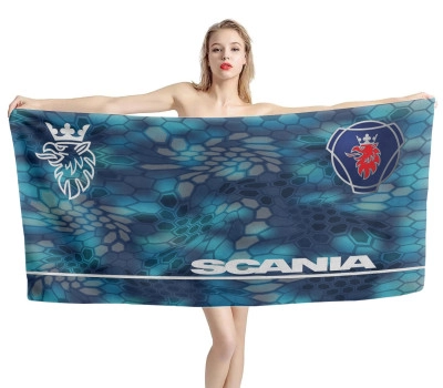 Scania Truck Hex Blue Beach Towel