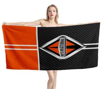 International Trucks Carbon Orange Beach Towel