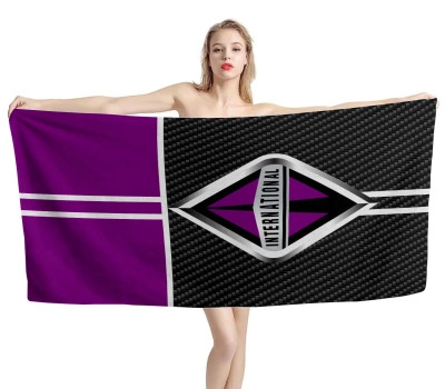 International Trucks Carbon Purple Beach Towel
