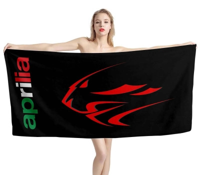 Aprilia Motorcycle Black Beach Towel