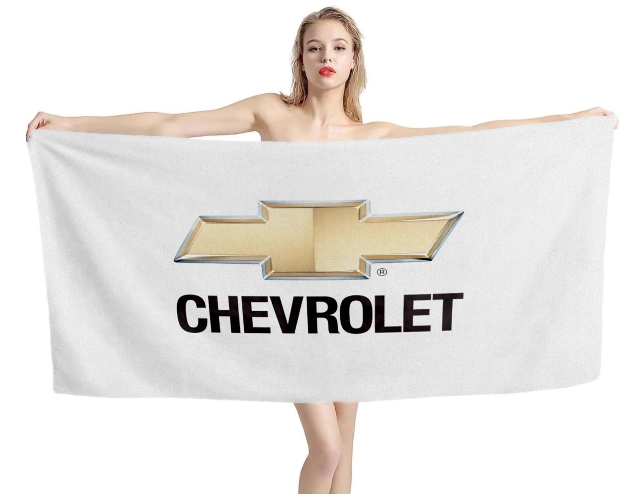 Chevrolet White Beach Towel for Beach, Pool, and Home