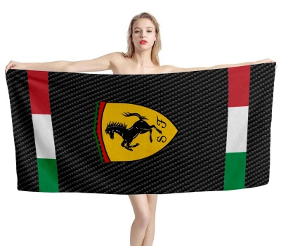 Ferrari Carbon Italy Flag Beach Towel