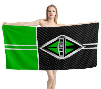 International Trucks Carbon Green Beach Towel