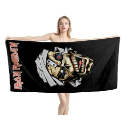 Iron Maiden Logo Black Beach Towel