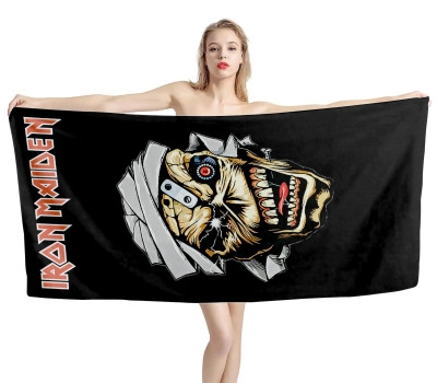 Iron Maiden Logo Black Beach Towel