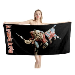 Iron Maiden the Trooper Black Beach Towel