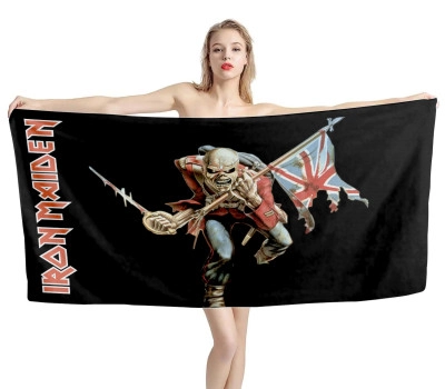 Iron Maiden the Trooper Black Beach Towel