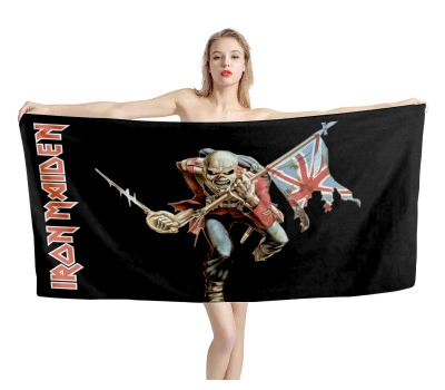 Iron Maiden the Trooper Black Beach Towel