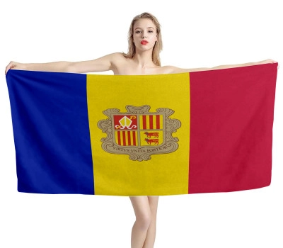 Andorra National Flag Beach Towel