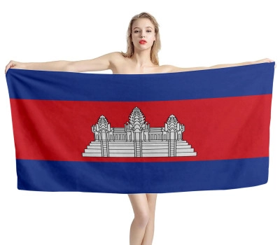 Cambodia Flag Beach Towel