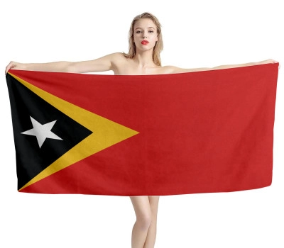 East Timor Flag Beach Towel