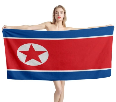 North Korea Flag Beach Towel