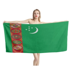 Turkmenistan Flag Beach Towel