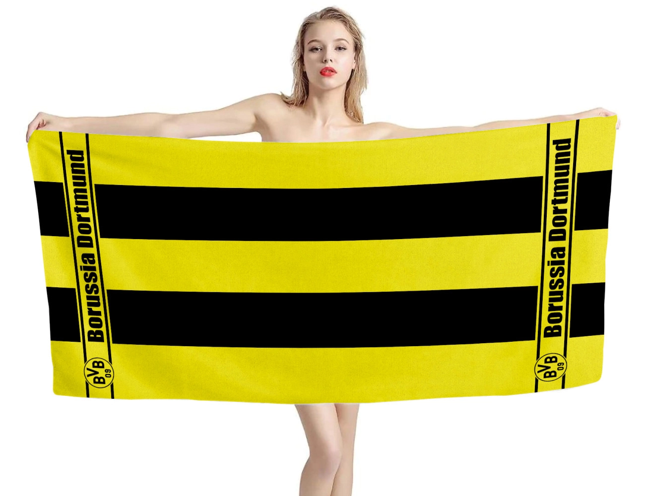 Borussia Dortmund BVB 09 Stripe Beach Towel, FOOTBALL--DE-1