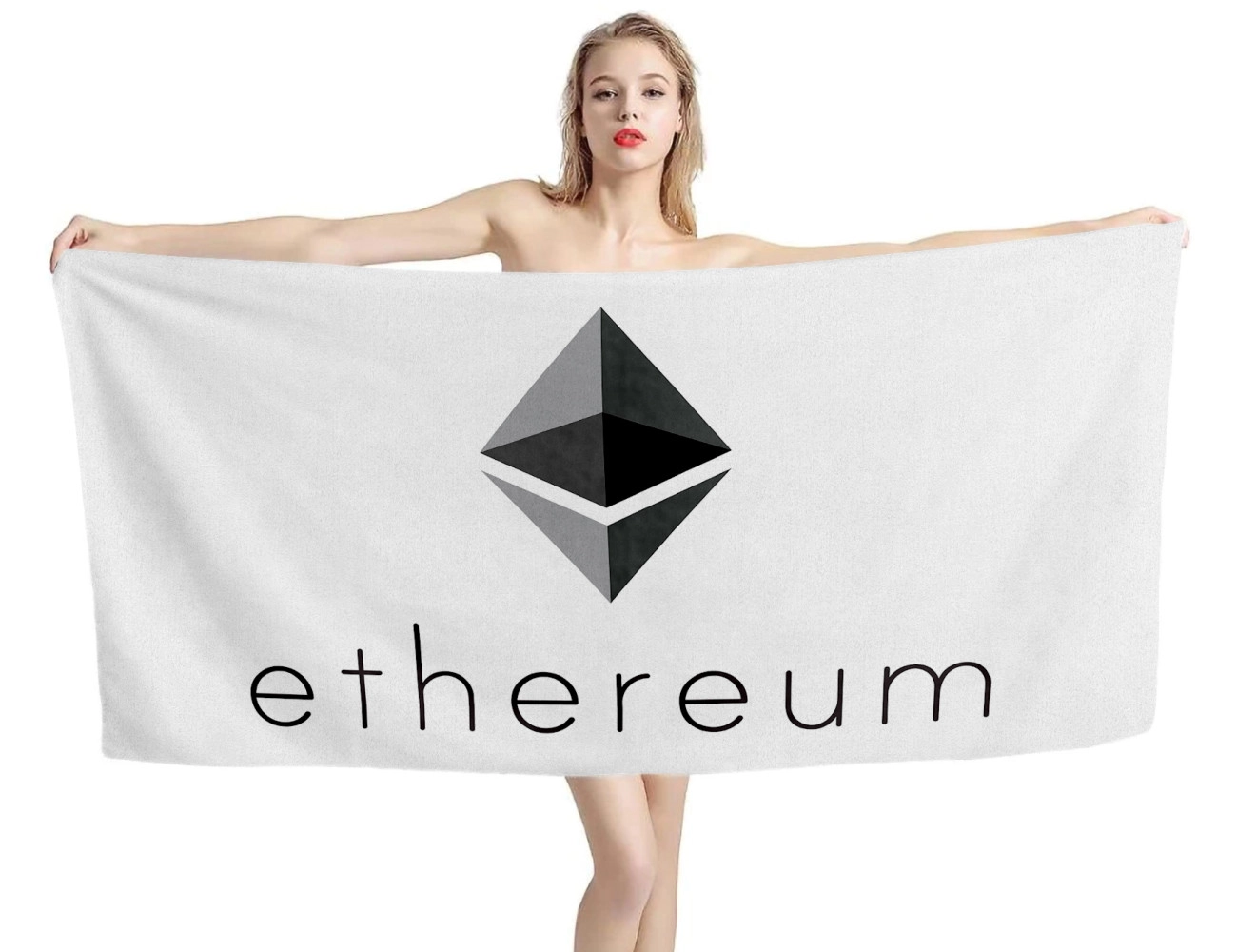 Ethereum (ETH) White Beach Towel, BITCOIN--3