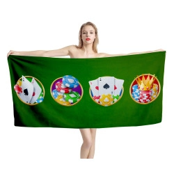 Gamble casino poker card and chip roulette Beach Towel