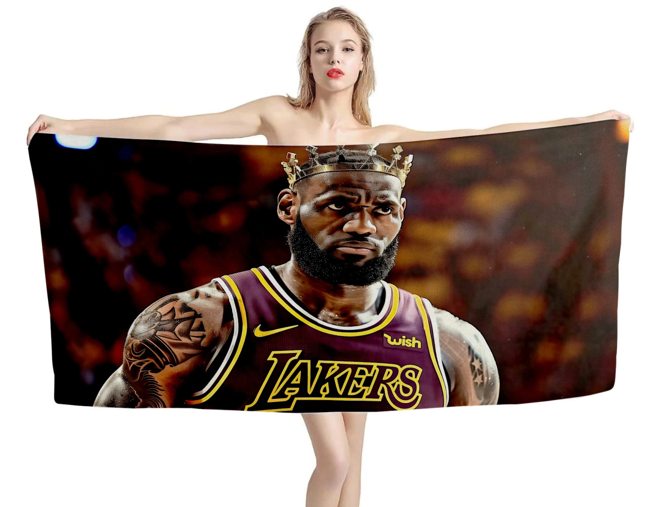 King LeBron James LA Lakers Beach Towel, LA0TOWEL