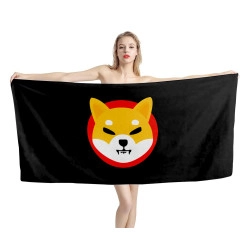 Shiba Inu (SHIB) Black Beach Towel