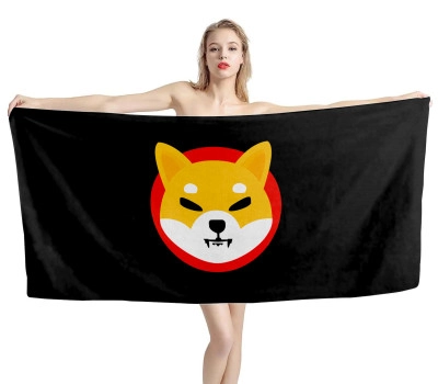 Shiba Inu (SHIB) Black Beach Towel