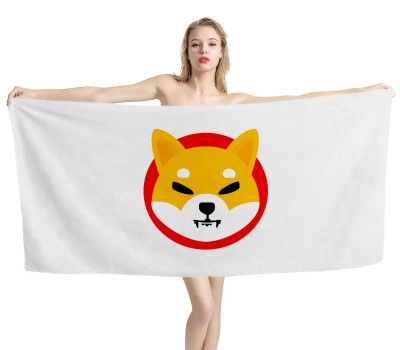 Shiba Inu (SHIB) White Beach Towel