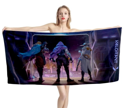 Sova, Omen, and Cypher Valorant Team Game Beach Towel