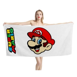 Super Mario Head White Beach Towel