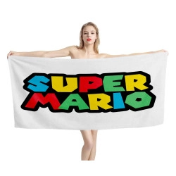 Super Mario Logo White Beach Towel