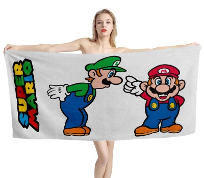 Super Mario and Luigi White Beach Towel
