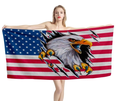 USA Eagle Flag Beach Towel