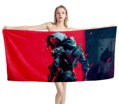 Valorant Cyberpunk Character Game Beach Towel