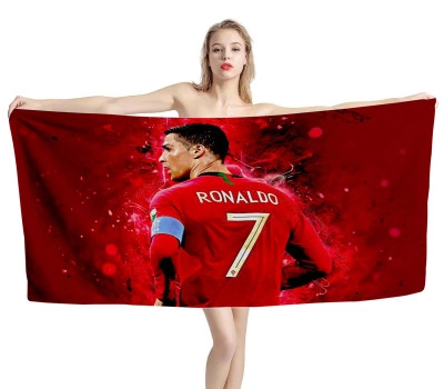 Cristiano Ronaldo Football Red Beach Towel