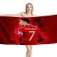 Cristiano Ronaldo Football Red Beach Towel - Image 1