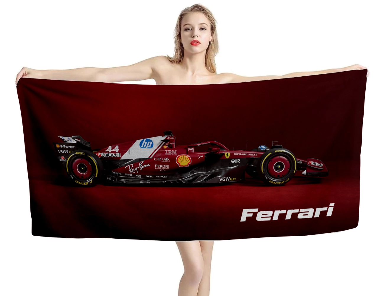 Ferrari SF25 Formula1 RED Beach Towel, FORMULA05