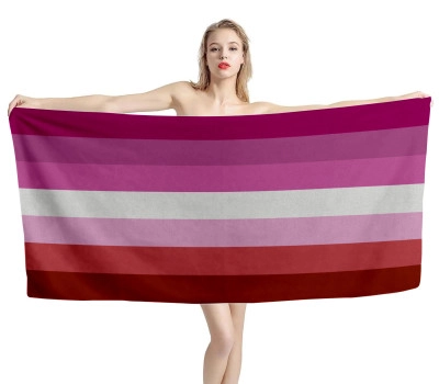 Lesbian Stripes No Lips Beach Towel