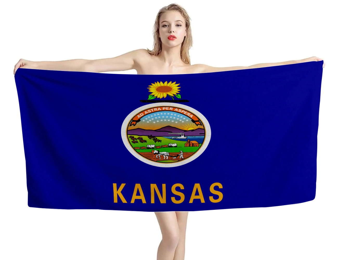 Kansas State Flag Beach Towel, USA--TOWEL-5