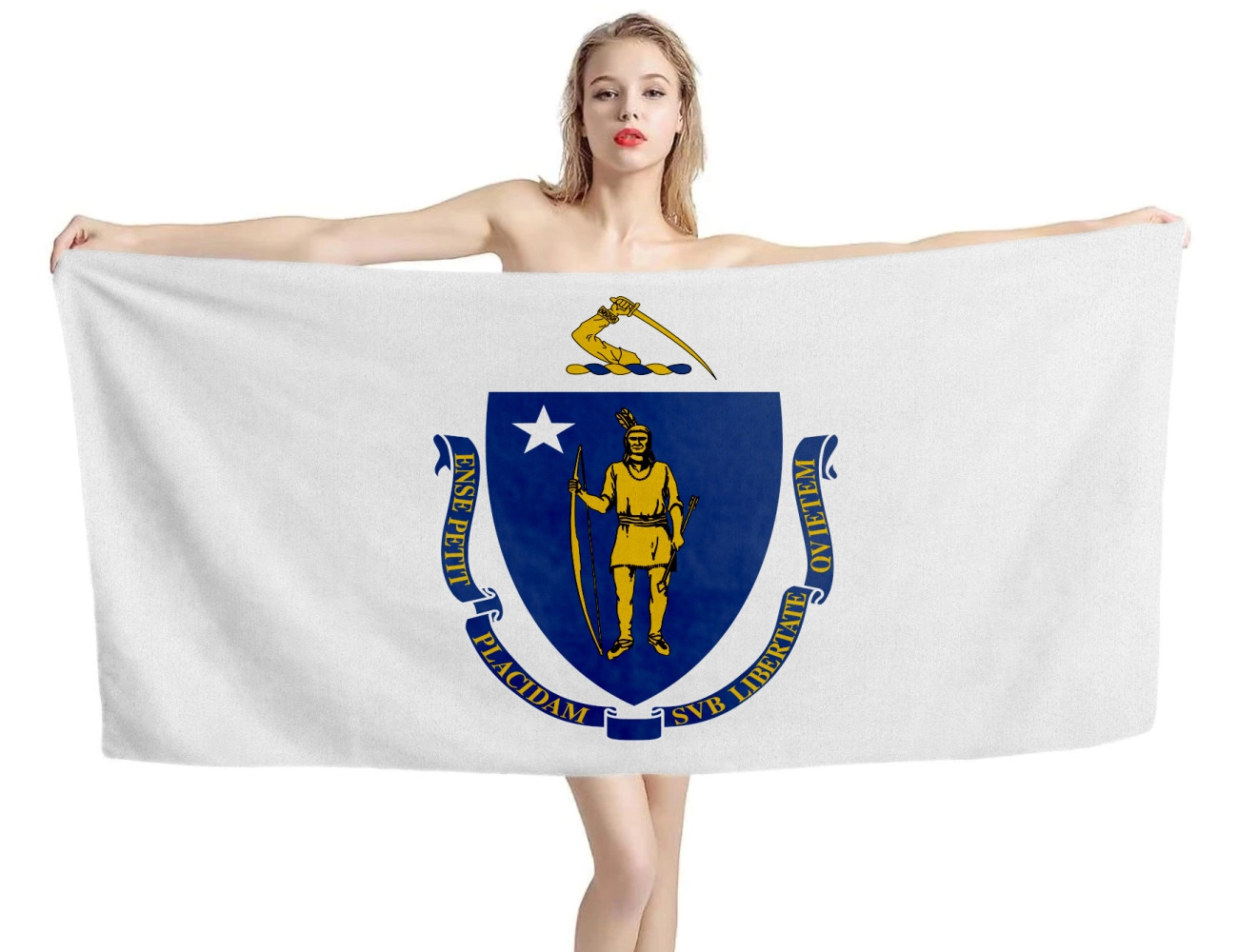 Massachusetts States Flag Beach Towel, USA--TOWEL-9