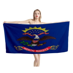 North Dakota States Flag Beach Towel