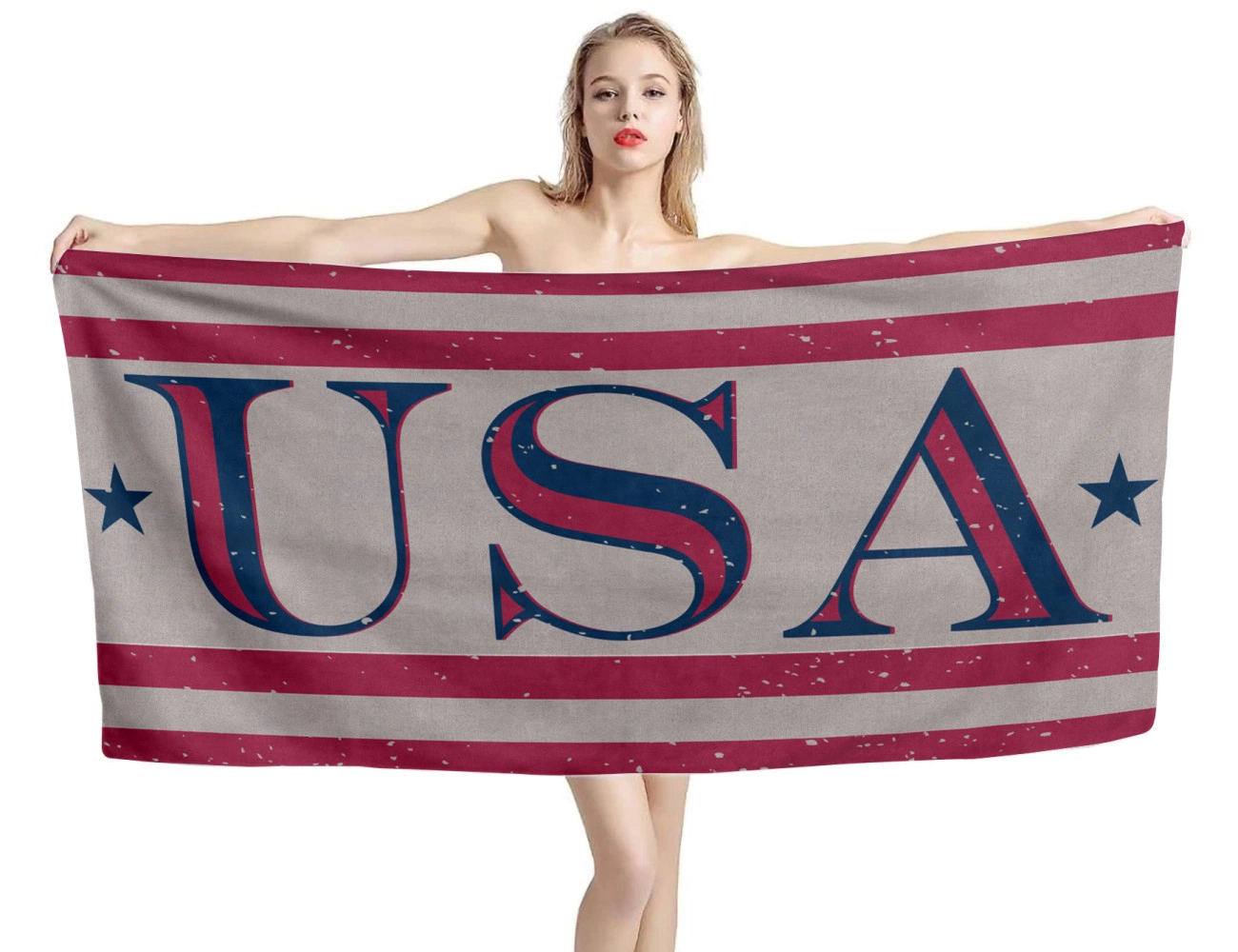 Usa word in vintage style Flag Beach Towel, FLAG--US-1