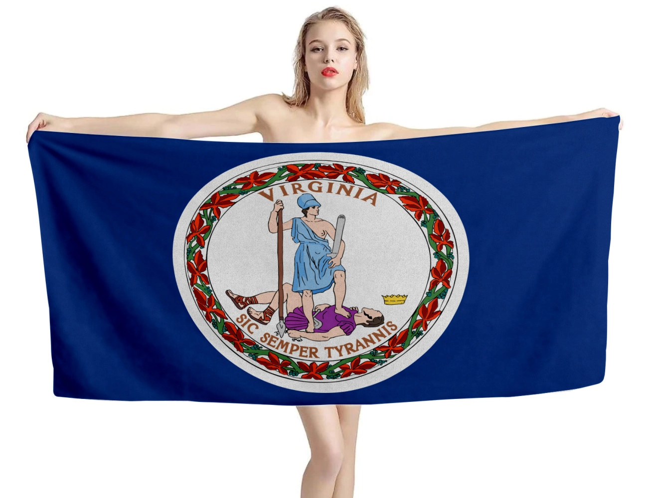 Virginia States Flag Beach Towel, USA--TOWEL-31