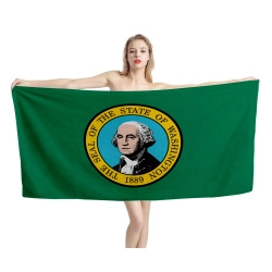 Washington States Flag Beach Towel