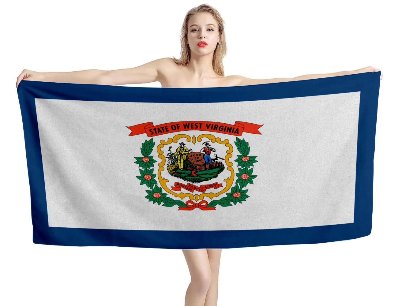 West Virginia States Flag Beach Towel, USA--TOWEL-34