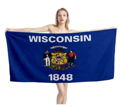 Wisconsin States Flag Beach Towel