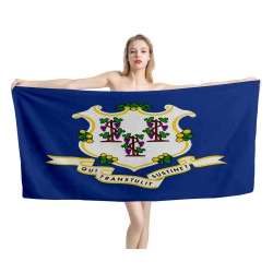 Connecticut State Flag Beach Towel 