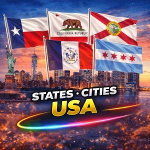 USA States & Cities 