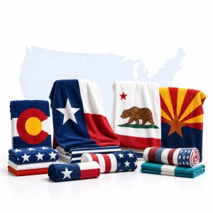 USA State and City Flag Beach Towels